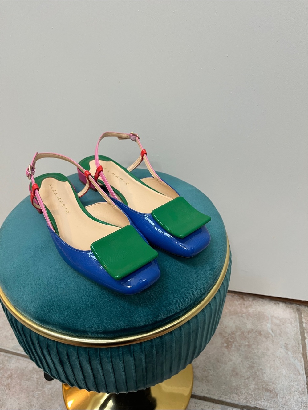 Alex Marie Colorblock Blue and Green Slingback Flats, Size 7.5